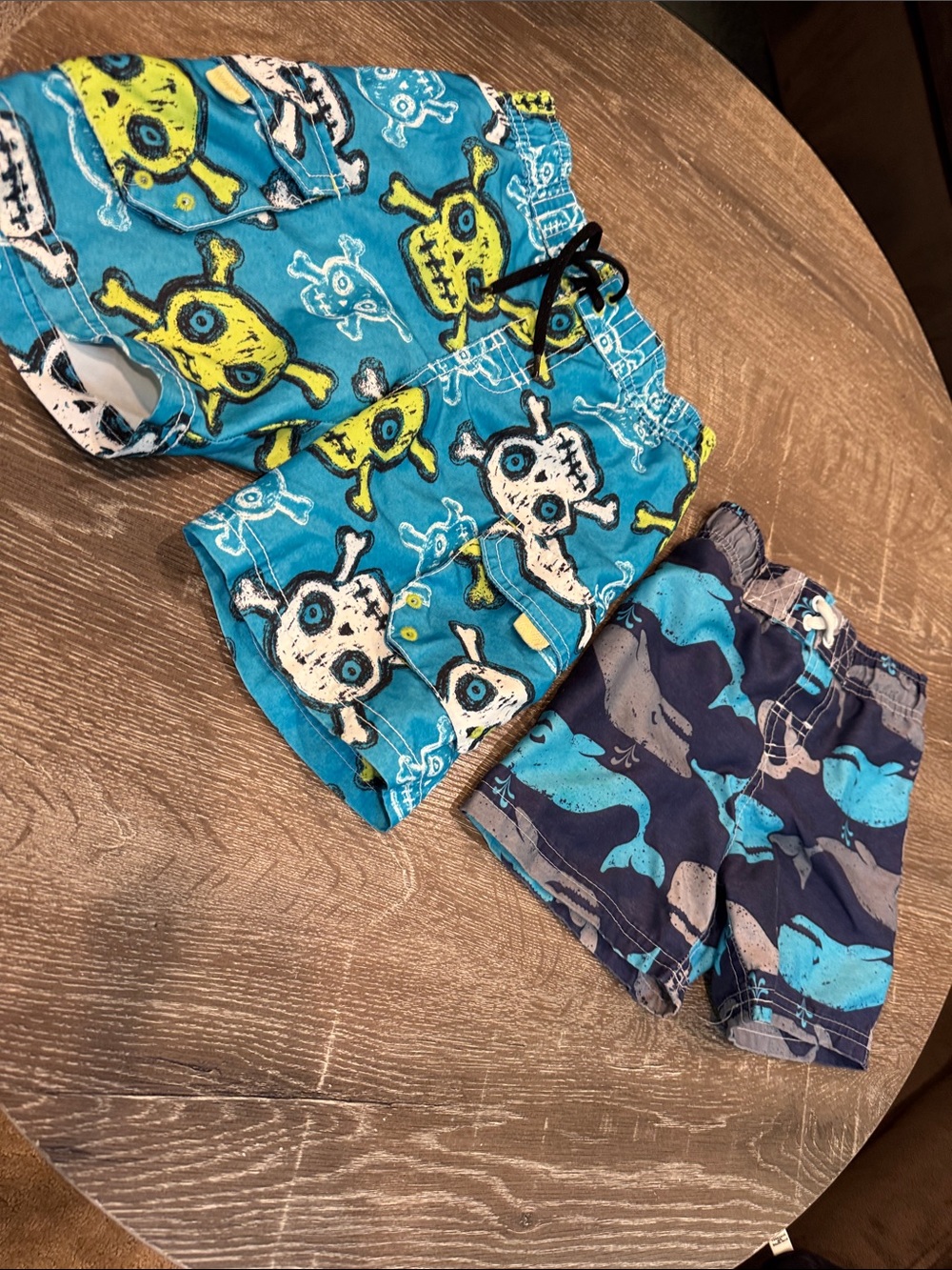 Old Navy Bright Blue & Yellow Skull Swim Trunks for Kids
